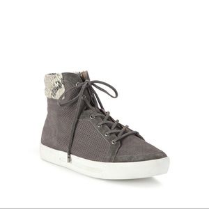 Joie Devon Snake-Trim Suede High-Top Sneaker
